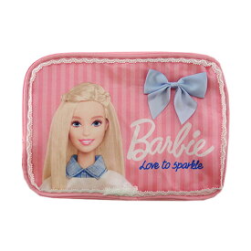 バービー Barbie　コスメポーチ　ライトピンク　11661 Barbie　ポーチ　メイクポーチ　ケース　袋　ピンク　フラットポーチ