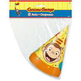 おさるのジョージ パーティーハット 8個入り 三角帽 パーティハット パーティーグッズ 帽子 お誕生日会 Curious George バースデー とんがり帽子 誕生会 パーティー キャラクター 雑貨 グッズ 13277【10p】