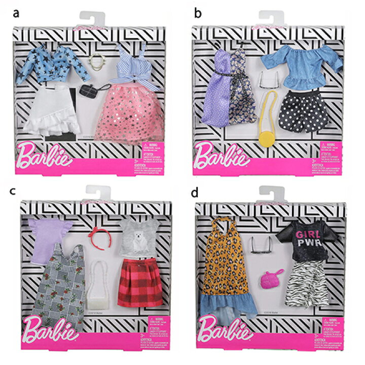 楽天市場 バービー 着せ替え 洋服セット 全4種 バービーグッズ Barbie 人形 服 セット ファッション コレクション 小物 プレイセット ごっこ遊び ドール用 人形用 キャラクター グッズ 雑貨 かわいい カラフル 輸入 インポート メール便不可 キャラクター雑貨