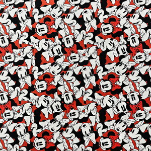 生地 布 綿100% ( ミニー 赤 総柄 ) 【50cm以上10cm単位】15462 キャラクタ−生地 入園 入学 入園準備 入学準備 コットン 手作り 手芸 ハンドメイド 女の子 かわいい ミニーちゃん リボン ディ