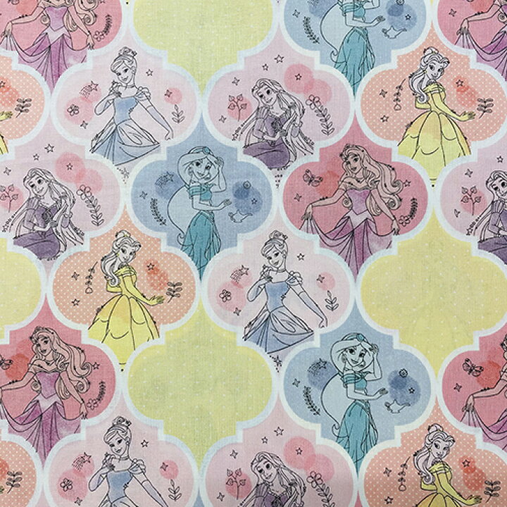 楽天市場】生地 布 綿100％ （ ディズニープリンセス アラベスク柄  
