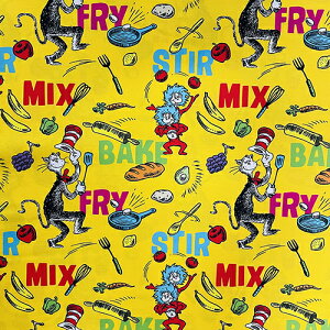 生地 布 綿100% ( ドクタースース YE クッキング ) 【50cm以上10cm単位】 15606 キャラクタ−生地 コットン 手作り 手芸 ハンドメイド 黄色 海外 絵本 ファブリック レア ドクター スース アメリ