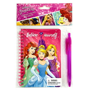 ディズニープリンセス メモ帳 & ペン セット 16724 ディズニー グッズ 文具 文房具 ノート リングノート 罫線 ボールペン 0.6mm 黒インク シンデレラ アリエル ラプンツェル リトルマーメイド