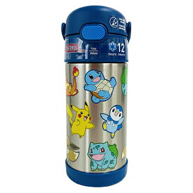 サーモス ストローボトル F410 ( ポケモン ネイビー ) 16778 ポケットモンスター グッズ THERMOS 水筒 保冷 355ml ステンレス ストロー ワンタッチ pokemon ピカチュウ キッズ 男の子 かっこいい カラフル キャラクター グッズ 輸入品 インポート 海外【10p】