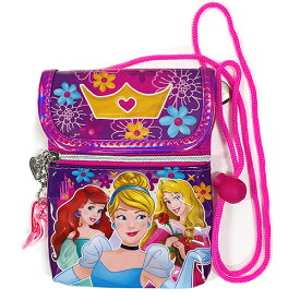 ディズニープリンセス ショルダー ミニ ポーチ ( 王冠 3プリ ) 17474 バッグ かわいい 女の子 プレゼント ポシェット お祭り 子ども会 お誕生日 ラメ きらきら ピンク パープル ディズニー プリンセス キャラクター 雑貨 グッズ キッズファッション PCNG2029