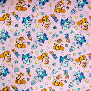 パウパトロール コットン生地 ( ピンク / TEAM SKYE & EVEREST ) 【50cm以上10cm単位】 20169-10 パウパト キャラクター生地 布 綿 シーチング 手作り 手芸 キャラクター グッズ 輸入品 インポート アメリ