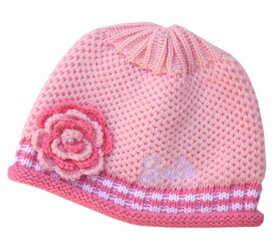 バービー Barbie キッズニットキャップ フラワー 7437 毛糸 帽子 ピンク 冬小物 子供用 子ども 女の子 送料無料 メール便配送