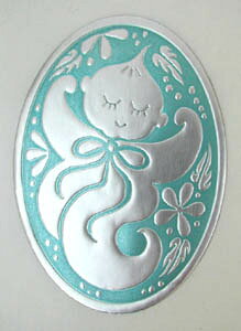 フォイルステッカー ベビー ブルー fsbb シール 箔押し エンボス オーバル シルバー 赤ちゃん ラッピング 包装 ギフト プレゼント 送料無料 メール便配送