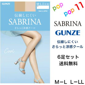 【送料無料 6枚セット】グンゼ サブリナ ストッキング 涼感クール サマー ドライ 春夏 M-L L-LL 伝線しにくい 足型セット UV デオドラント つま先 ヌードトゥ 柔軟加工 薄地ウエスト パンティ部メッシュ立体設計 素肌感 透明感 無地 ベーシック 日本製 SABRINA GUNZE