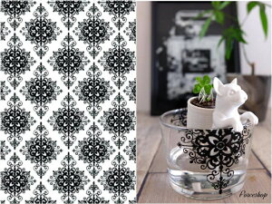 ポーセラーツ 転写紙【ガラス用】ブラックダマスク転写紙 ダマスク柄 ダマスク ポーセリンアート ポーセリンアート用転写紙 ポーセラーツ用転写紙 オリジナル 転写紙