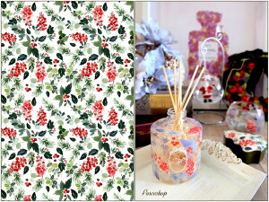 ポーセラーツ 転写紙 【ガラス用】クリスマス転写紙 ベリー&リーフ ポーセラーツ用転写紙 ポーセラーツ ポーセリンアート用 かわいい オシャレ ポーセリン ポーセラーツ転写紙 転写紙 ク