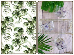 ポーセラーツ 転写紙 【ガラス用】グリーンリーフ転写紙 モンステラ&ヤシの葉 ポーセラーツ ポーセリンアート用 かわいい ポーセラーツ転写紙 花転写紙 水彩画風 ポーセラーツ用転写紙