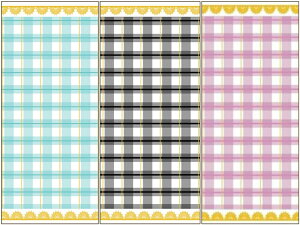 ポーセラーツ 転写紙 【白磁用・セット割】 チェックパターン A3サイズ ※お得な3枚セット約40%オフ♪(くすみピンク&ブルー&ブラック)ギンガムチェック ポーセラーツ 転写紙 ポーセリ