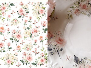 ポーセラーツ 転写紙 【ガラス用】水彩 ピンクローズ転写紙 ピンク ポーセラーツ ポーセリンアート用 かわいい オシャレ ポーセリン パリ ポーセラーツ用転写紙 ポーセリンアート用転写紙