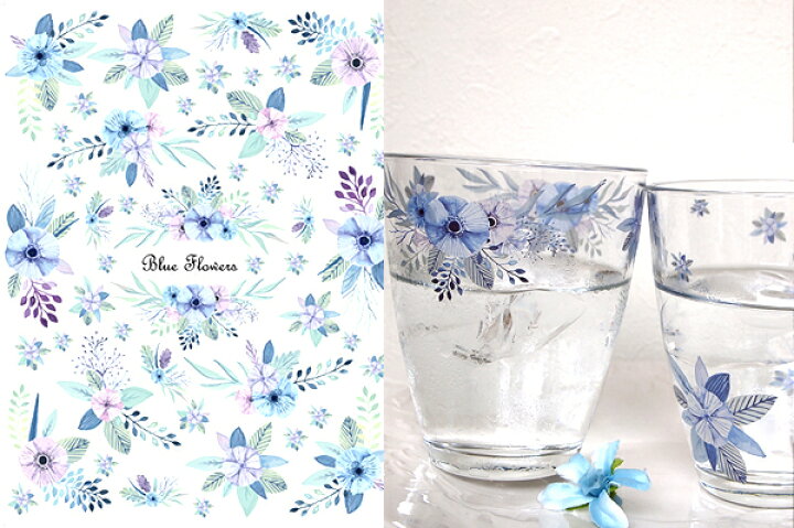 楽天市場 ガラス用 水彩 ブルーフラワー転写紙 ポーセラーツ ポーセリンアート用 かわいい ポーセラーツ転写紙 花転写紙 水彩画風 Porce Shop