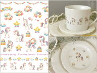 ポーセラーツ 転写紙 【白磁用】Unicorn Party～ユニコーンパーティ転写紙 ポーセラーツ ポーセリンアー…