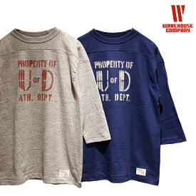 【送料無料】 WAREHOUSE（ウエアハウス） Lot.4063 7分袖フットボールTシャツ “U of D” メンズ アメカジ ロンT ヴィンテージレプリカ 7分袖 丸胴 日本製