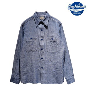 �y���������z BUZZ RICKSON'S�i�o�Y���N�\���Y�j �gBLUE CHAMBRAY WORK SHIRT/�u���[�V�����u���[���[�N�V���c�h BR25995 �����Y �A���J�W �~���^���[ USN �ĊC�R ���{��