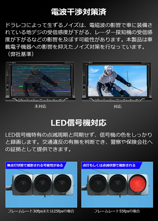 楽天市場】ドライブレコーダー ミラー型 前後 2カメラ 爆光液晶 55+  