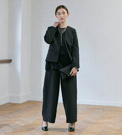 スーツ レディース パンツスーツ セレモニースーツ 3点セット ( ジャケット トップス パンツ ) ママスーツ フォーマル フォーマルスーツ 卒業式 卒園式 入学式 入園式 ママ 母 コーデ 30代 40代 女性 ワイドパンツ ブラック 黒