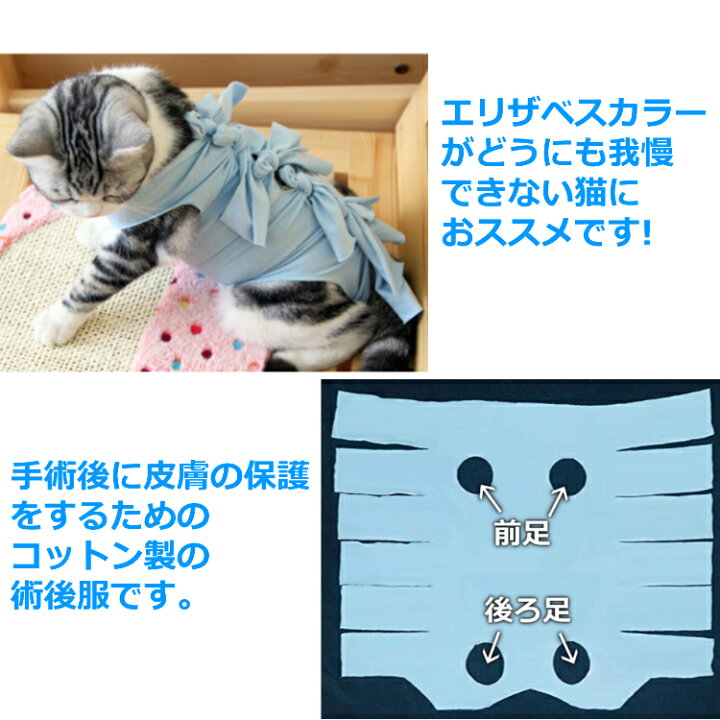 楽天市場 1000円ポッキリ ペット術後服 猫用 手術 エリザベスカラー 代替品 ペット 術後 コットン 3サイズ 5カラー 傷口保護 傷舐め 引っかき防止 介護服 皮膚保護 猫 舐め 防止 術後服 送料無料 Porto 楽天市場店