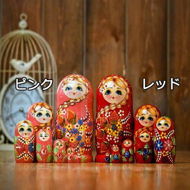 マトリョーシカ ロシア 人形 民芸品 土産物 手作り人形 手描き オブジェ 7個組20cm インテリア雑貨 洋風 ギフト プレゼント 北欧雑貨 伝統工芸 おもちゃ 飾り 誕生日 キッズ 子供 部屋 ハロウィン クリスマス ピンク 赤 ja052x1