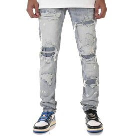 ケーディーエヌケー デニム KDNK DENIM RIP & REPAIR V3 STRETCH DENIM BLUE / ブルー デニム パンツ クラッシュ ダメージ リペア