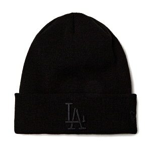 �j���[�G�� NEW ERA LOS ANGELES DODGERS MLB TONAL LOGO BASIC CUFF KNIT BEANIE BLACK / �u���b�N ���T���[���X �h�W���[�X �J�t �j�b�g �L���b�v �r�[�j�[ �X�q