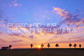【日本の風景ポストカードAIR】北海道　メルヘンの丘　夕暮れ夕日のはがきハガキ葉書 撮影/YOSHIO IWASAWA
