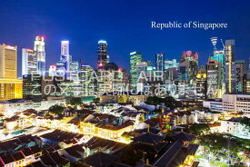 【限定ポストカード】「Republic of Singapore」シンガポールの夜のビル群のハガキはがき絵葉書