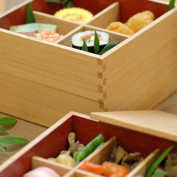 楽天市場】【松屋漆器店】白木6.0三段重箱 内朱 【仕切り付き 