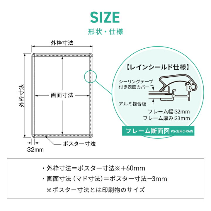 楽天市場】ポスターフレーム 屋外 防雨 B2(515×728mm) ポスター 