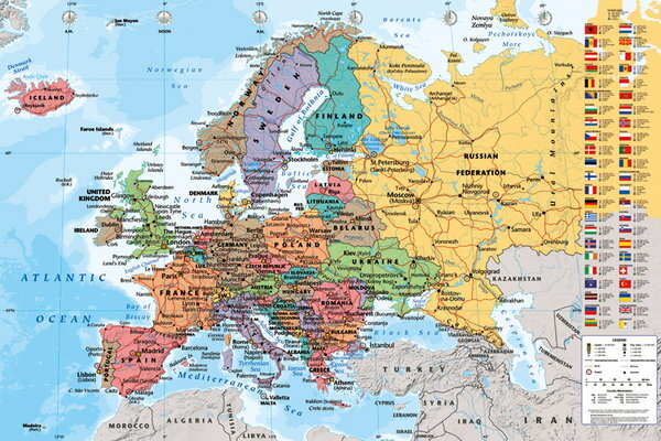 楽天市場 ヨーロッパ地図 ポスター European Map 世界地図 ポスタービン