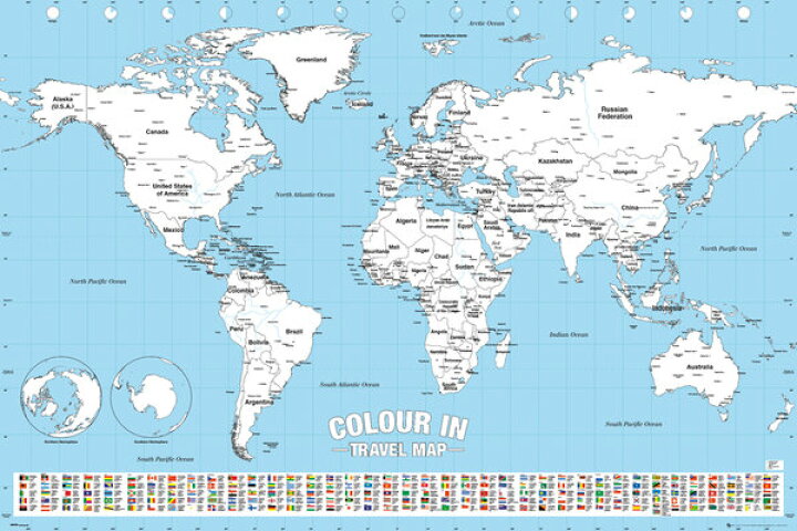 楽天市場 世界地図 白地図 色塗り ポスター 英語表記 World Map Colour In ポスタービン