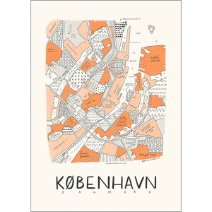 �y30x40cm�zPSTR Studio x Aleisha - Neighborhood Map - Copenhagen Orange �A�[�g�v�����g/�A�[�g�|�X�^�[ �k�� �f���}�[�N