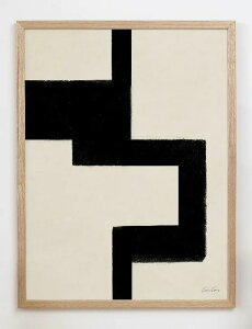 y30x40cmzCARO CARO PRINTS - Beige and Black Art Print (ABST-09) | A[gvg/A[g|X^[ k AuXgNg