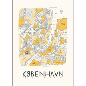 �y30x40cm�zPSTR Studio x Aleisha - Neighborhood Map - Copenhagen Yellow | 30x40cm �A�[�g�v�����g/�A�[�g�|�X�^�[ �k�� �f���}�[�N
