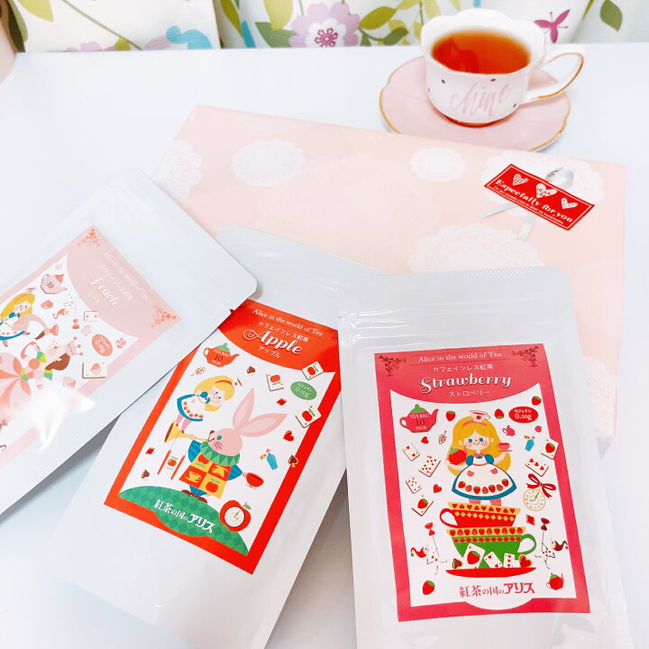 楽天市場 カフェインレス 紅茶 ティーバッグ 選べる３点 箱詰め ギフトセット ラッピング 無料 送料無料 出産祝い 内祝い バレンタイン ホワイトデー 退職祝い おしゃれ 可愛い 妊婦 妊活 彼女 飲み物 プレゼント デカフェ ノンカフェイン 紅茶の国のアリス 22