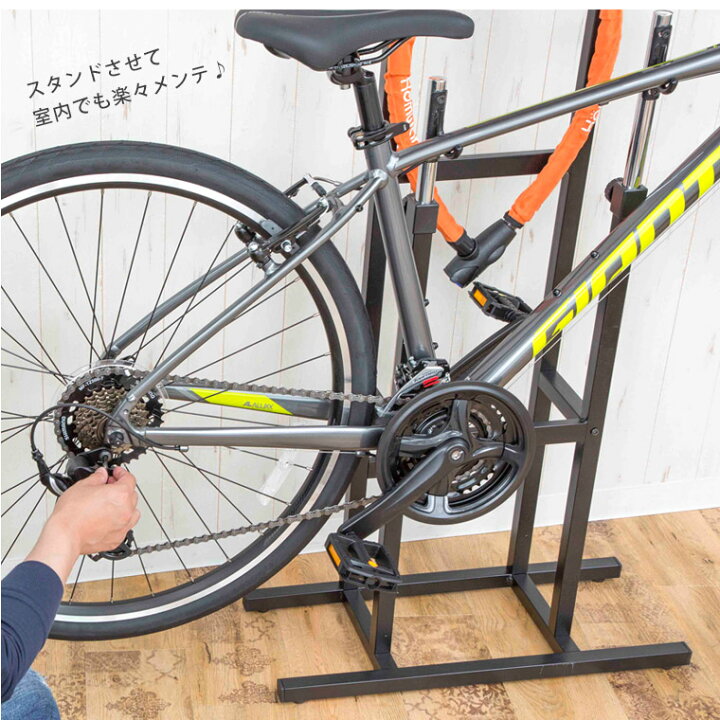 楽天市場 突っ張り スタンド 自転車ラック バイクスタンド ディスプレイスタンド 室内 おしゃれ シンプル ブラック ホワイト 黒 白 スチール 突っ張り棚 壁掛け 転倒防止 小物収納 クロスバイク ロードバイク 盗難防止 メンテナンス 展示 ベビーカー 棚板付き Bs 1