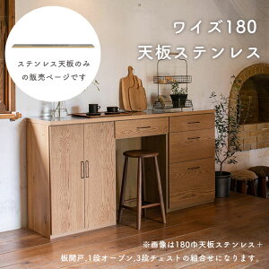 天板 棚板 幅180cm 奥行40cm 厚み3cmトップボード ステンレス 長方形 ユニット家具 キッチン収納 キャビネット チェスト リビング収納 食器棚 北欧 おしゃれ ナチュラル 日本製 天板のみ ワイズ