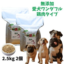 【愛犬ワンダフル】 鶏肉タイプ 小粒 普通粒 2.5kg 2個 全犬種対応 国産 無添加 全犬種対応 ドッグフード 鳥取産 大山どりを使った ドライフード 低カロリー 高たんぱく 低脂肪 食いつき ダイエット シニア犬 避妊・去勢 涙やけ 目やに 体臭