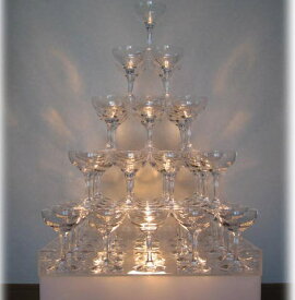 【オリジナル】バンポン付シャンパングラス・シャンパンタワー　5段セット トレー付