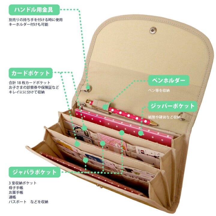 楽天市場 母子手帳ケース ジャバラ 北欧 アマンダ 撥水防汚生地 2人分 おしゃれ 二人用 3人分 ブランド 花 Pouche ポーチェ ポーチェ