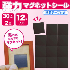 【P5倍】 強力 マグネットシール ソフトマグネットシール 粘着シール付き 30mm x 2mm厚 12個入 マグネットシート マグネットプレート ソフト 磁石 両面テープ DIY 工作 キッチン 自作 収納 デスク ハンドメイド リフォーム 手作り 事務用品 オフィス用品