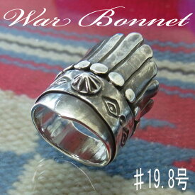 War Bonnet シルバーリング ヘッドドレス 指輪 メンズ レディース 一点もの ネイティブアクセサリー 銀細工師 シルバースミス 手作り 手仕事 ハード系 いぶし銀 黒銀 19.8号