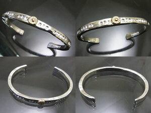 メッセージバングル18K金太陽サン刻印ブレスレット銀細工工房手作り手仕事ペアアクセギフト贈り物オススメ