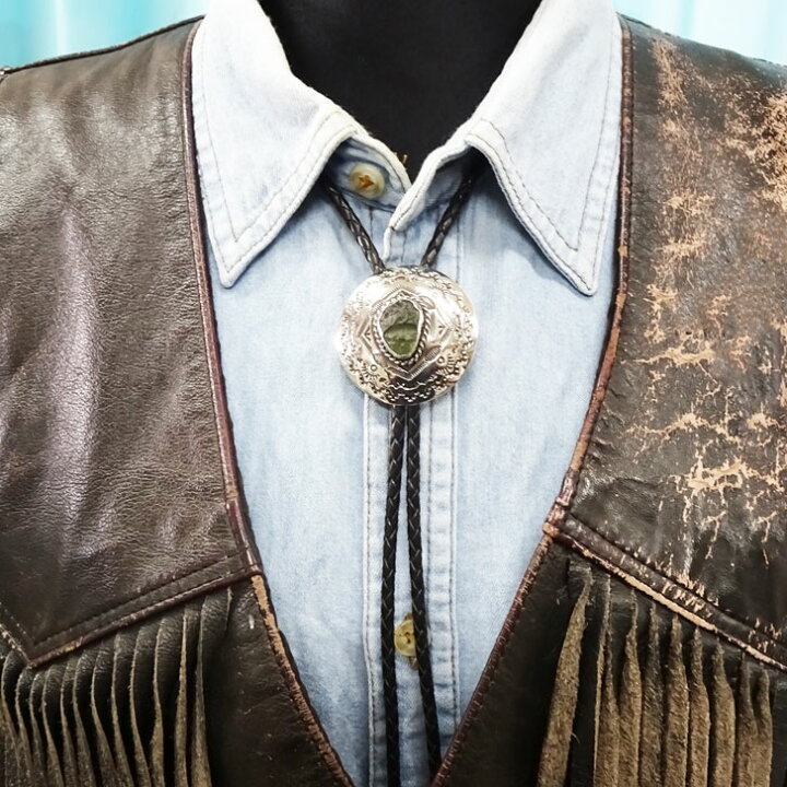 楽天市場】ループタイ ボロタイ モルダバイト 原石 bolo tie シルバー 