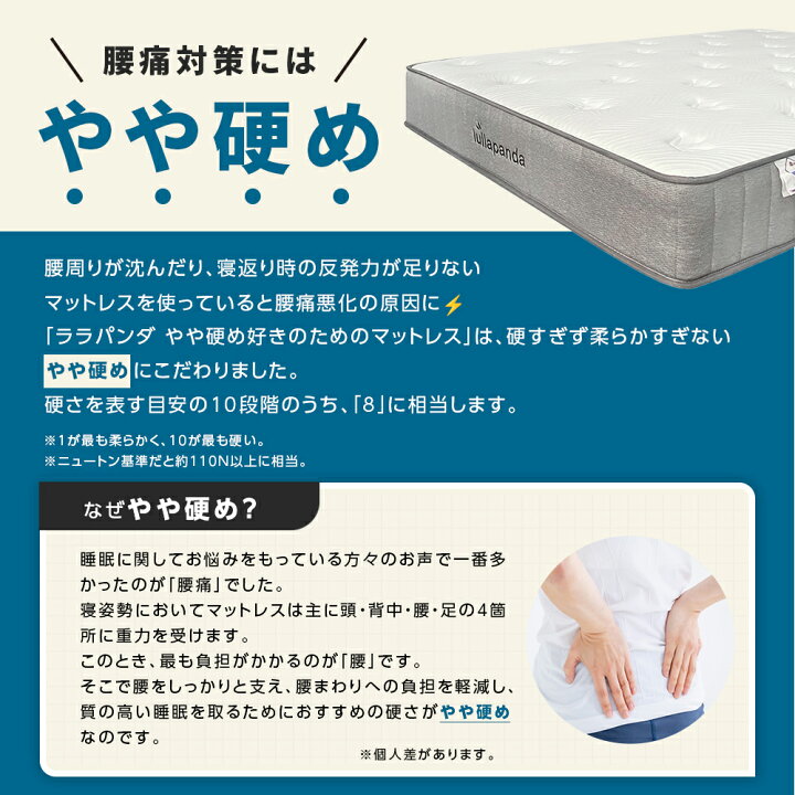 楽天市場】腰痛対策ベッド ララパンダ やや硬め好きのためのマットレス 