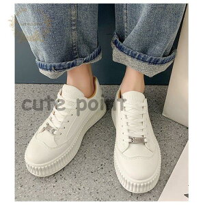 スニーカー レディース 厚底 PU 靴 スニーカー 白 疲れにくい 滑り止め カジュアル オシャレ 春秋物 女の子 学生 大人