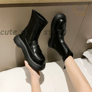 厚底ブーツ ショートブーツ レディース 着痩せ 新作 快適 カジュアル シンプル 通学 通勤 歩きやすい おしゃれ 靴 美脚 脚長 きれいめ